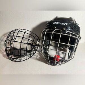 Bauer IMS5.0 Hockey Helmet w/ Size M Cage w/ Whistle + Size L Cage